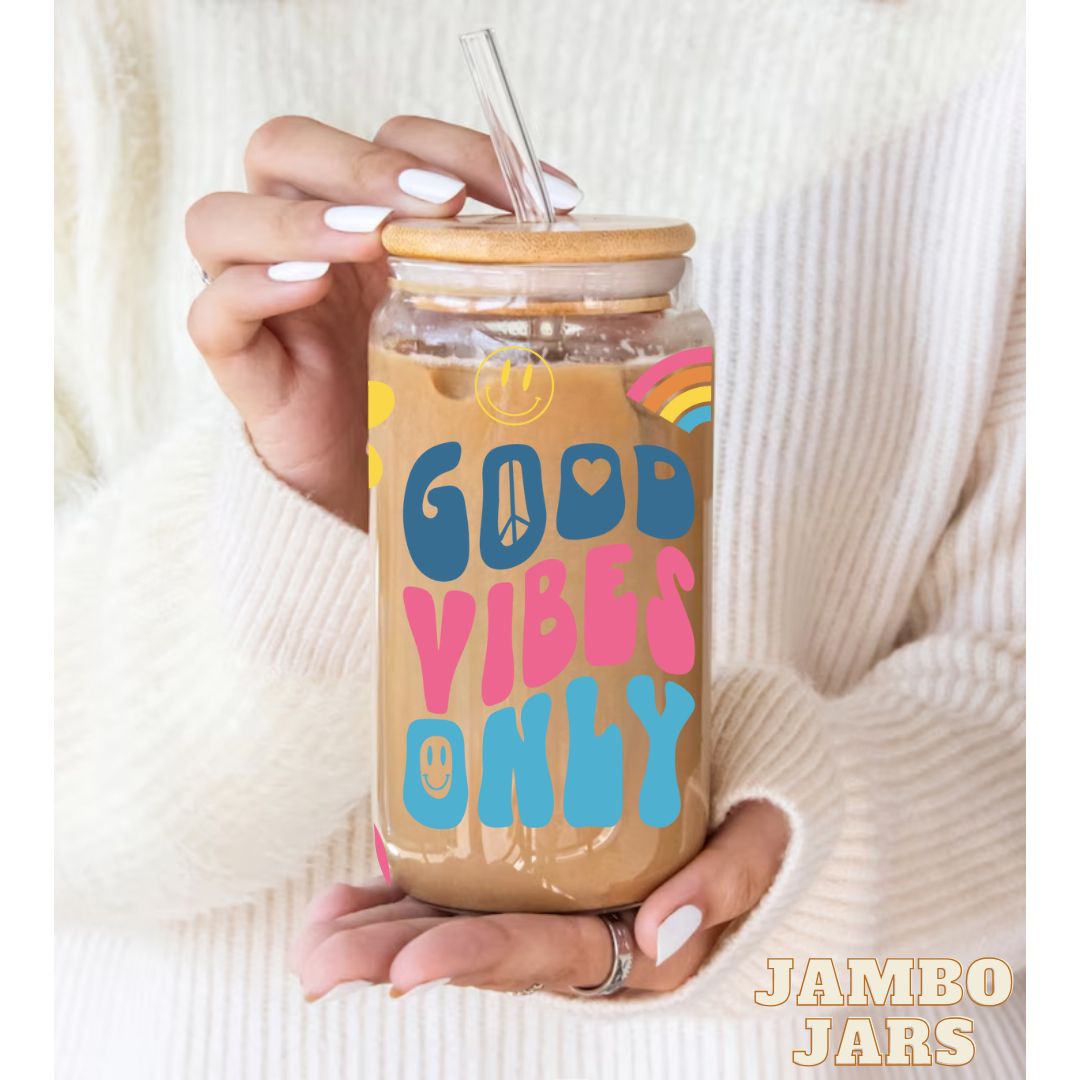Good Vibes Only Glass Can