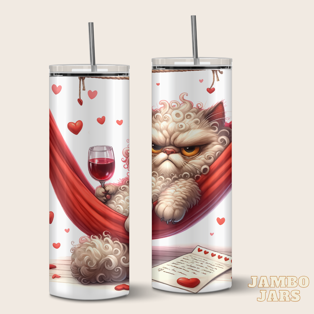 Grumpy Love Cat Wine Tumbler