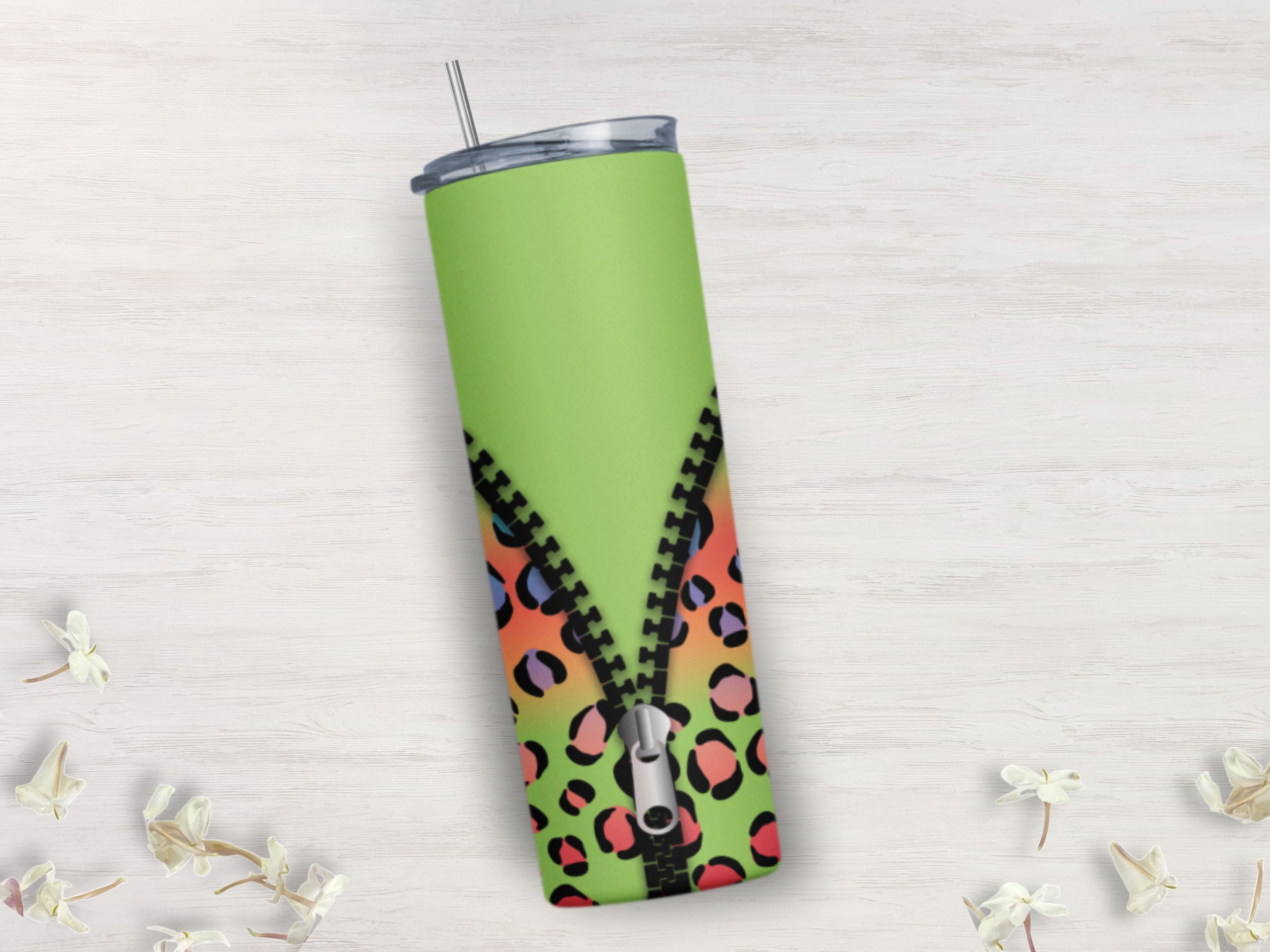 Tropical Floral Leopard 40 oz Tumbler with Handle