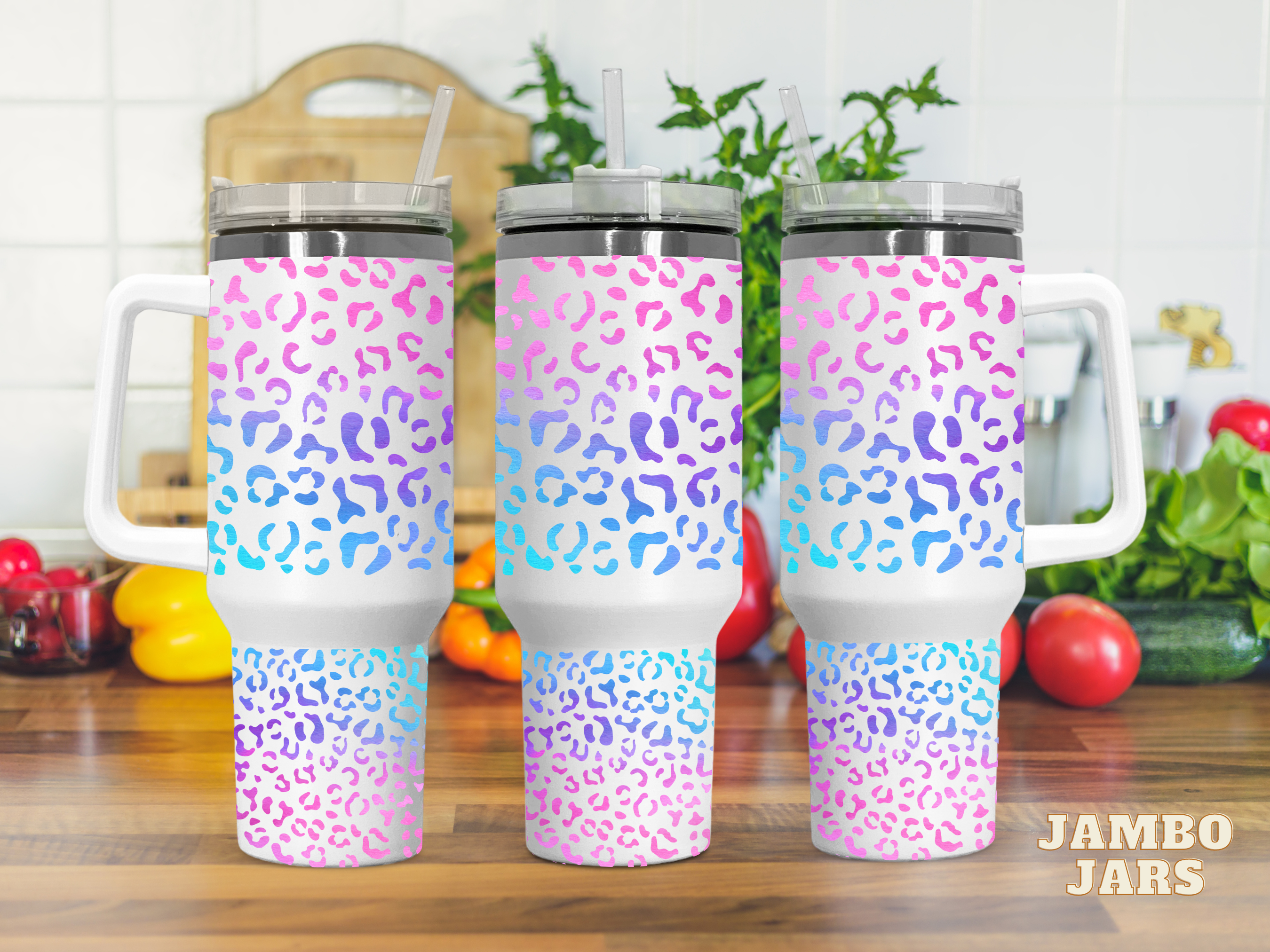 Pink and Blue Pattern 40 oz Tumbler with Handle